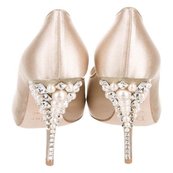 Dior Shoes - CHRISTIAN DIOR Satin Embellished  Peep-Toe Pumps